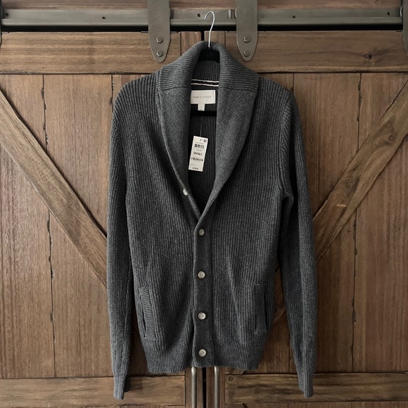 Sun + Stone Alvin Cardigan Sweater Gray 100% Cotton Size Small NWT - Picture 2 of 10